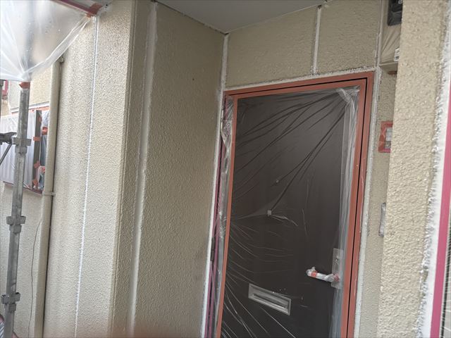 取手市大規模玄関ドア養生