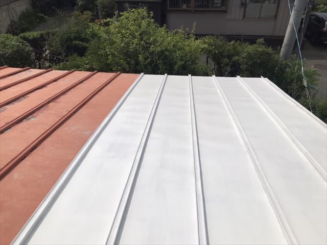 水戸市屋根塗装青クールアクア プライマー