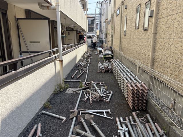 取手アパート外壁塗装足場