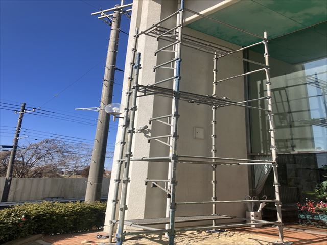 東海村雨樋交換足場