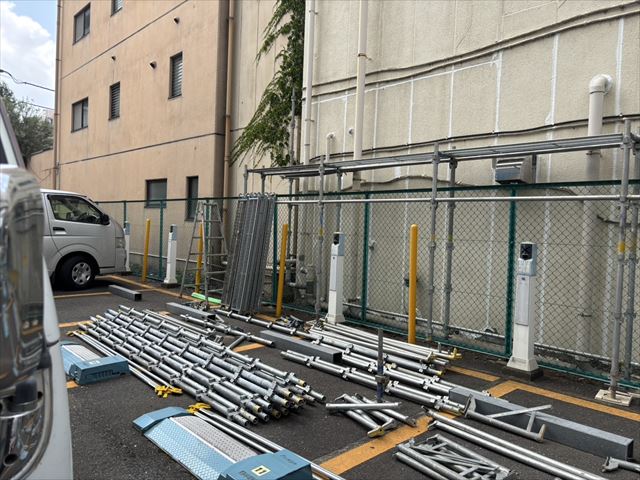 水戸市南町外壁塗装足場