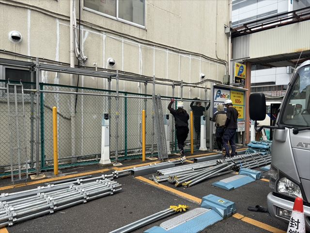 水戸市南町外壁塗装足場