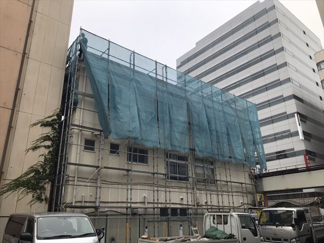 水戸市南町外壁塗装足場