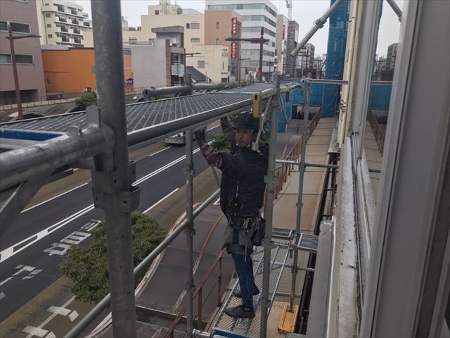 水戸市南町外壁塗装足場