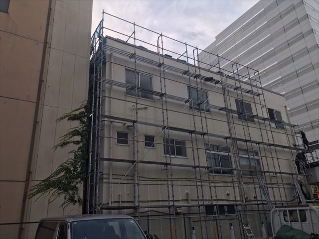 水戸市南町外壁塗装足場