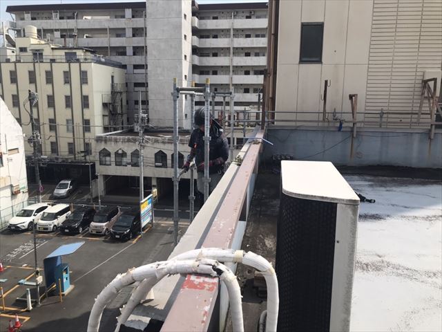水戸市南町外壁塗装足場
