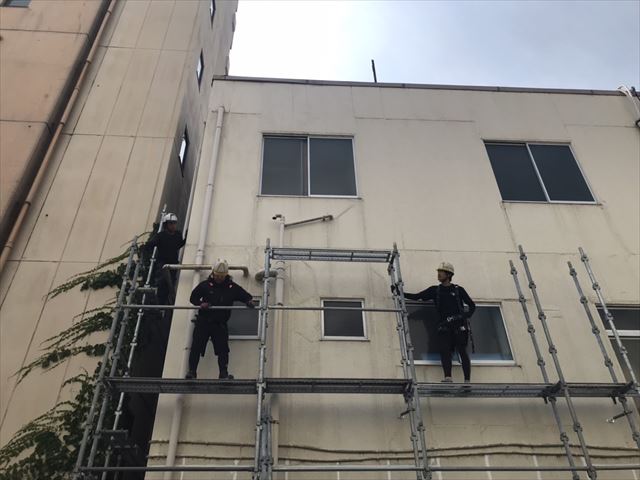 水戸市南町外壁塗装足場