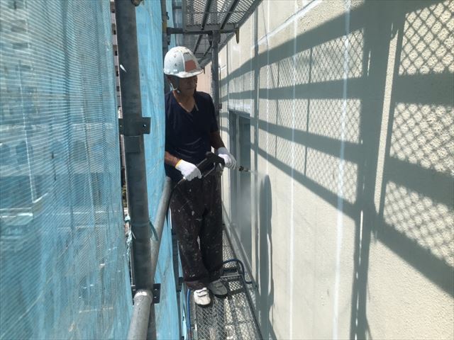 水戸市内 狭小ビル 洗浄・散水試験