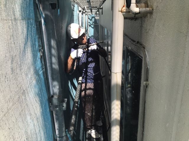 水戸市内 狭小ビル 洗浄・散水試験