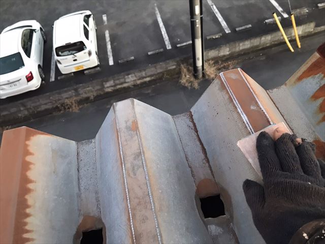 水戸折板屋根遮熱シリコン塗装